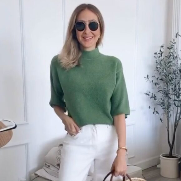 Abercrombie & Fitch Boucle Mockneck Sweater Tee - Picture 3 of 4